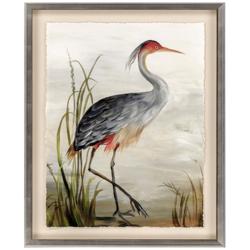 Gray Heron 44&quot; High Hand-Finished Framed Wall Art