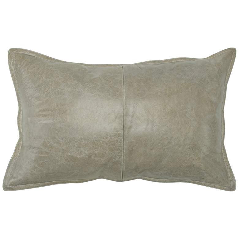 Image 1 Gray Leather 26" x 14" Throw Pillow