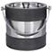 Gray Leather Modern Ice Bucket, 8" x 7" x 8"
