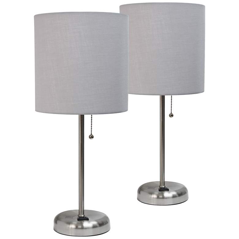 Image 1 Gray LimeLights Power Outlet Table Lamps Set of 2