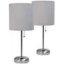 Gray LimeLights Power Outlet Table Lamps Set of 2