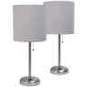 Gray LimeLights Power Outlet Table Lamps Set of 2