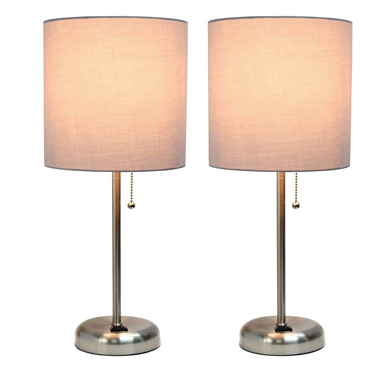 Image 4 Gray LimeLights Power Outlet Table Lamps Set of 2 more views