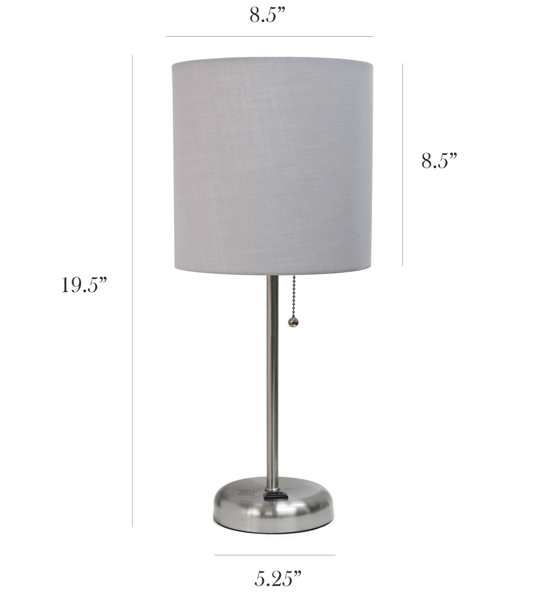 Gray LimeLights Power Outlet Table Lamps Set of 2