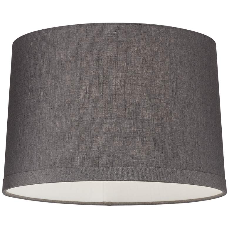 Image 3 Gray Linen Drum Lamp Shade 15X16X11 (Spider) more views