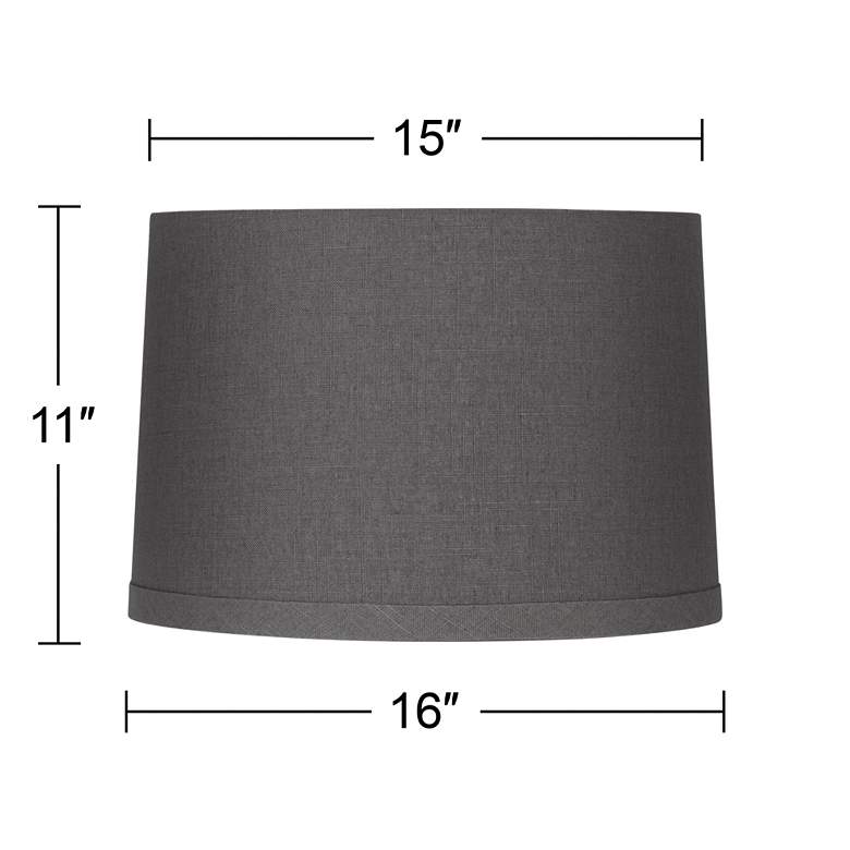 Image 5 Gray Linen Drum Lamp Shade 15X16X11 (Spider) more views