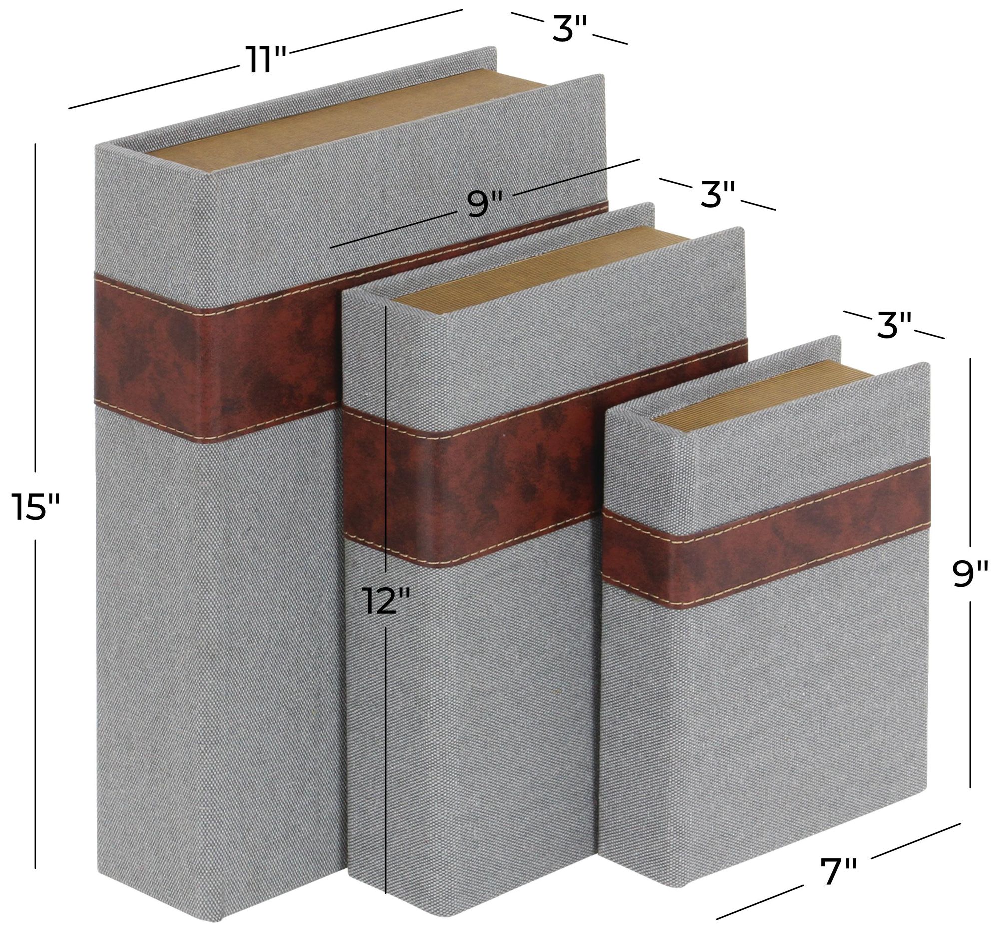 Image 6 Gray Linen Fabric Traditional Box, S/3 15", 12", 9"H more views