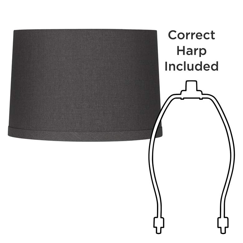 Image 5 Gray Linen Set of 2 Drum Lamp Shades 15x16x11 (Spider) more views