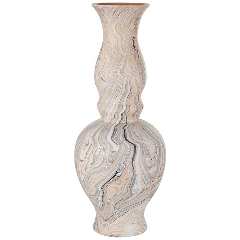Image 1 Gray Marbleized 24 inchH White Wood Double Gourd Vase