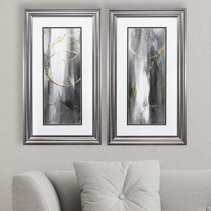 Gray Matter 27 High 2-Piece Framed Abstract Wall Art Print Set