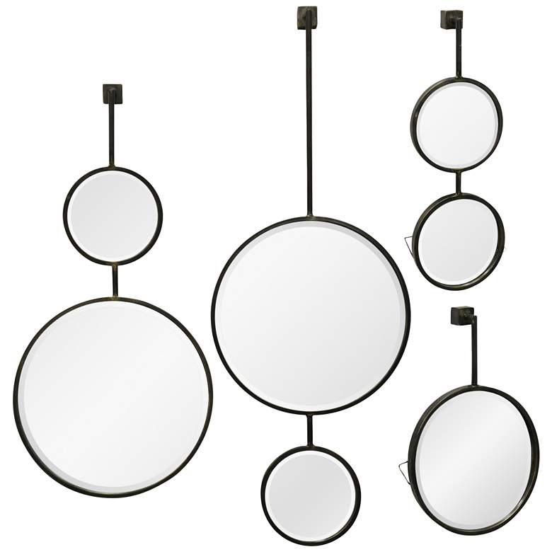 Image 1 Gray Metal 15 inch x 42 inch Bvld Droplet Wall Mirror Set of 4