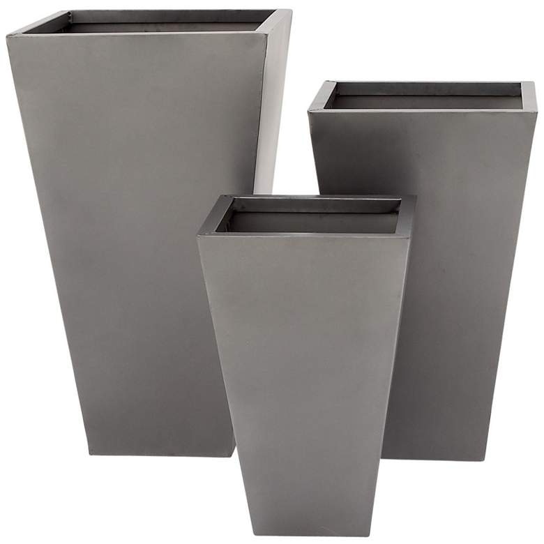 Image 1 Gray Metal Contemporary Planter, S/3 17", 21", 25"H