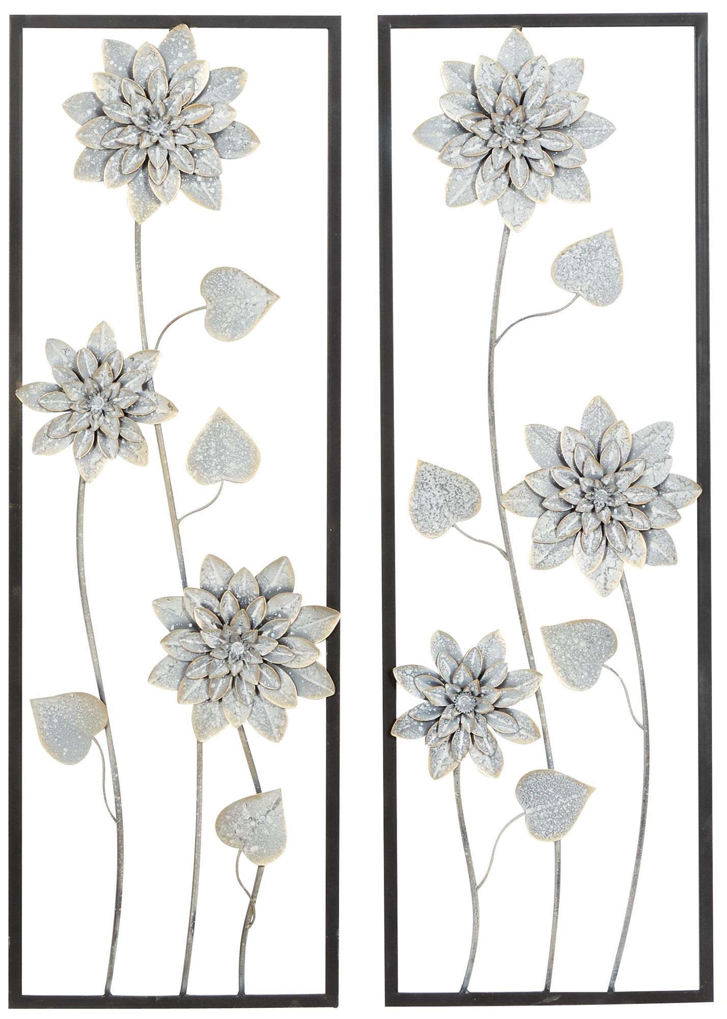 Image 2 Gray Metal Contemporary Wall Decor, S/2 12"W, 36"H