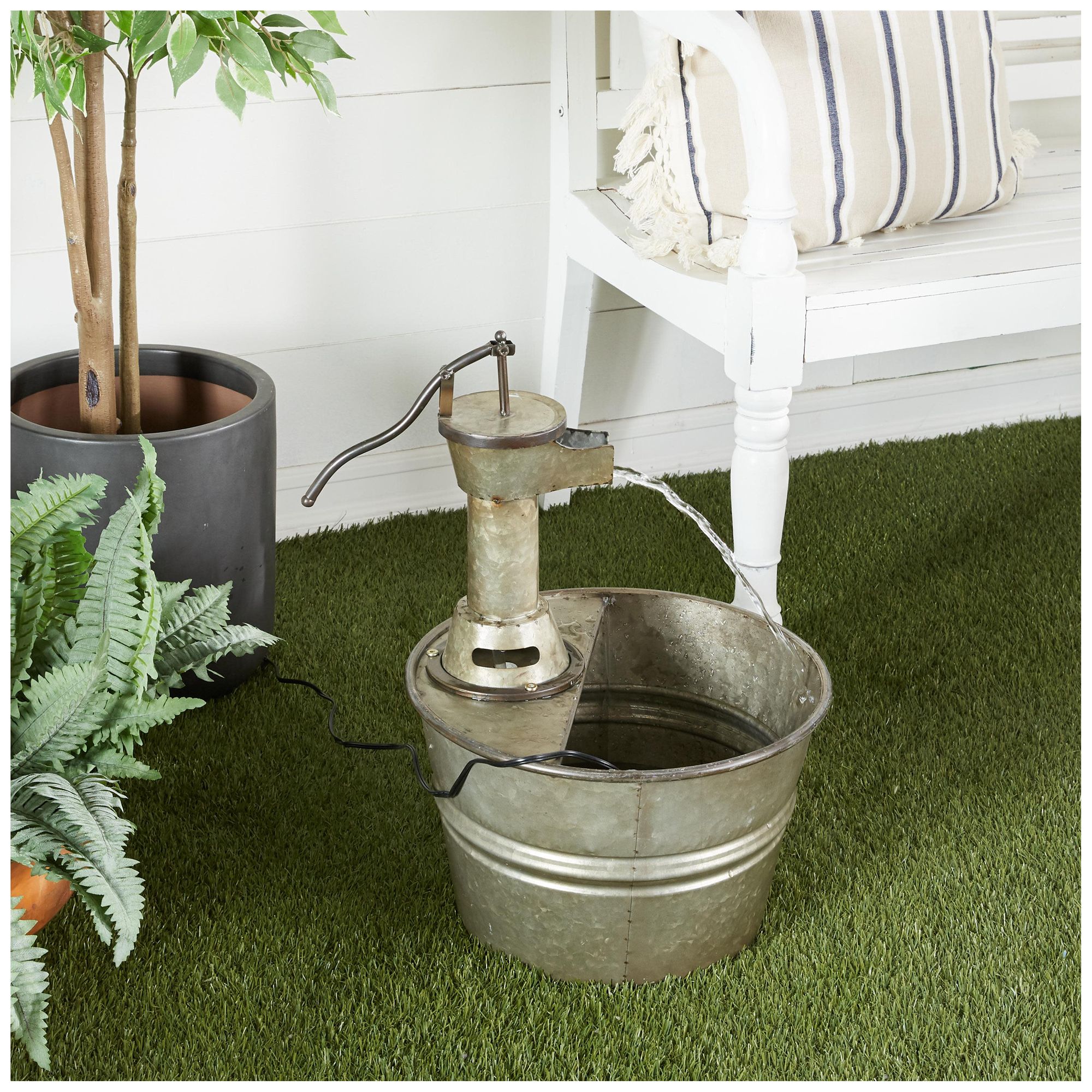 Image 4 Gray Metal Farmhouse Fountain, 15" x 17" x 18" more views