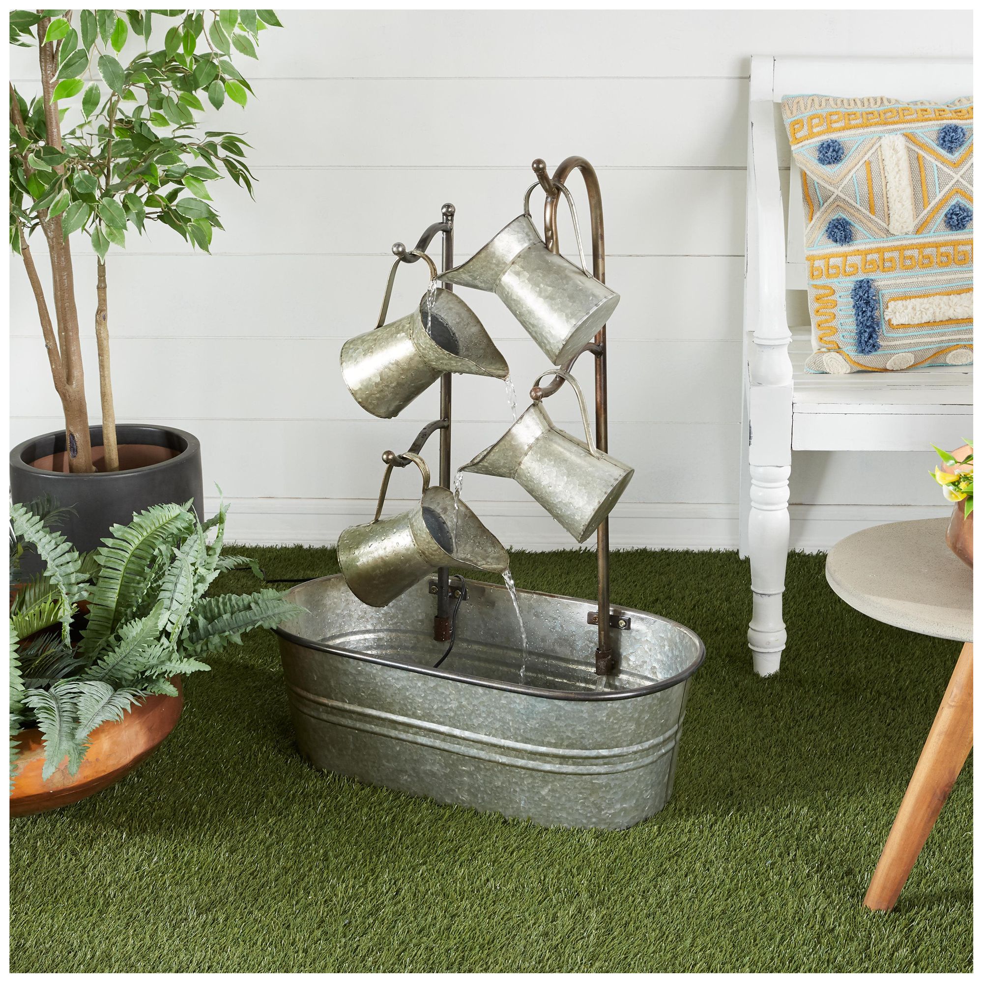 Image 4 Gray Metal Farmhouse Fountain, 24" x 13" x 34" more views