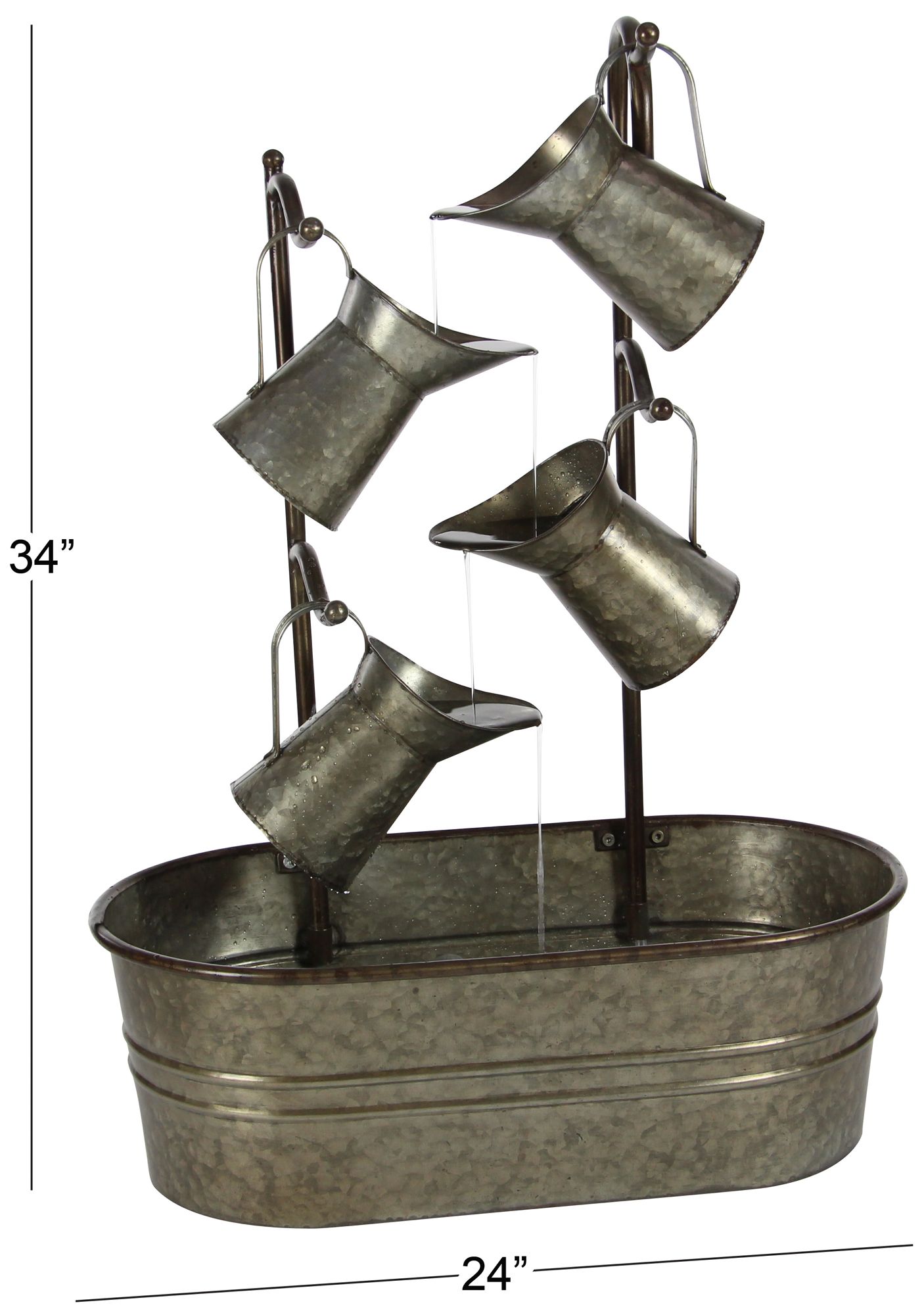 Image 7 Gray Metal Farmhouse Fountain, 24" x 13" x 34" more views