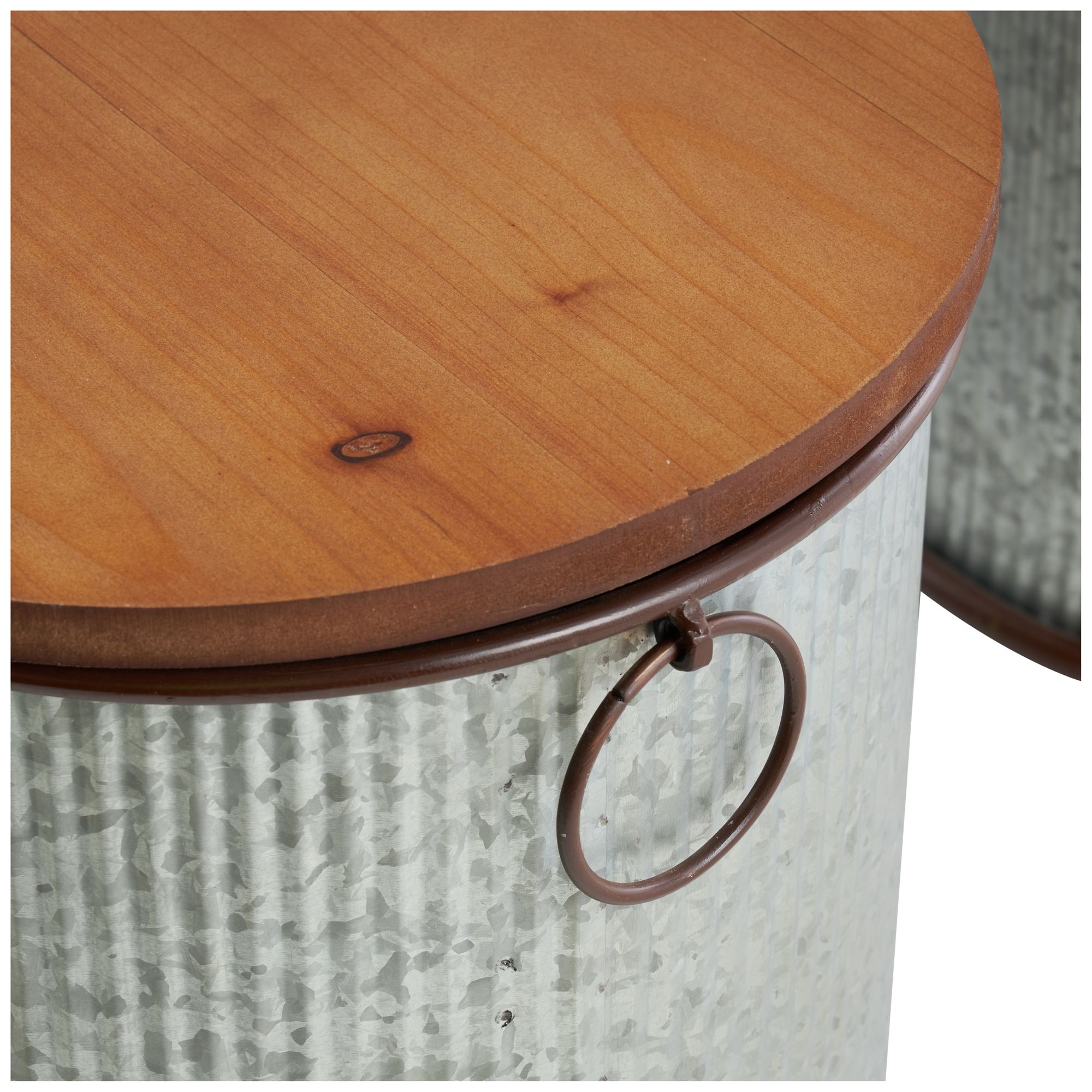 Image 2 Gray Metal Farmhouse Storage Bench, S/3 48", 23", 23"W more views