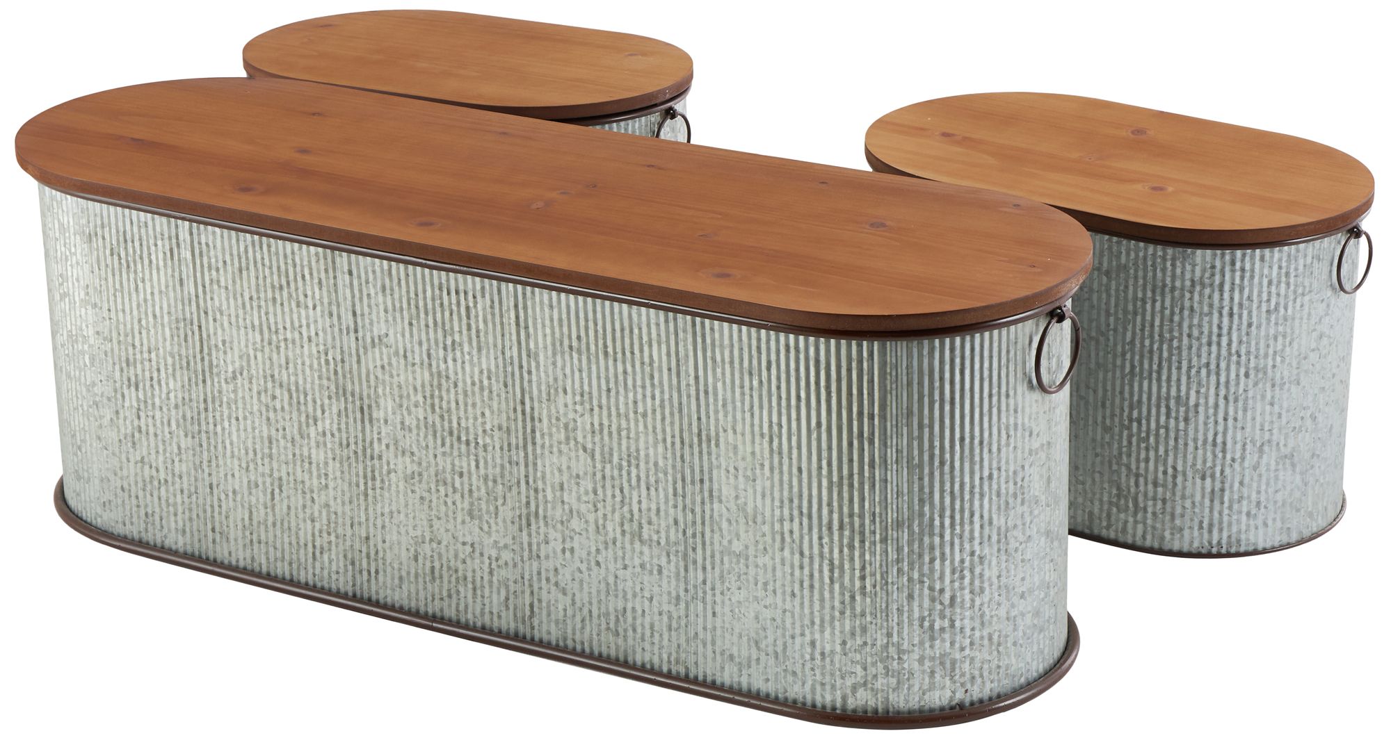 Image 5 Gray Metal Farmhouse Storage Bench, S/3 48", 23", 23"W more views