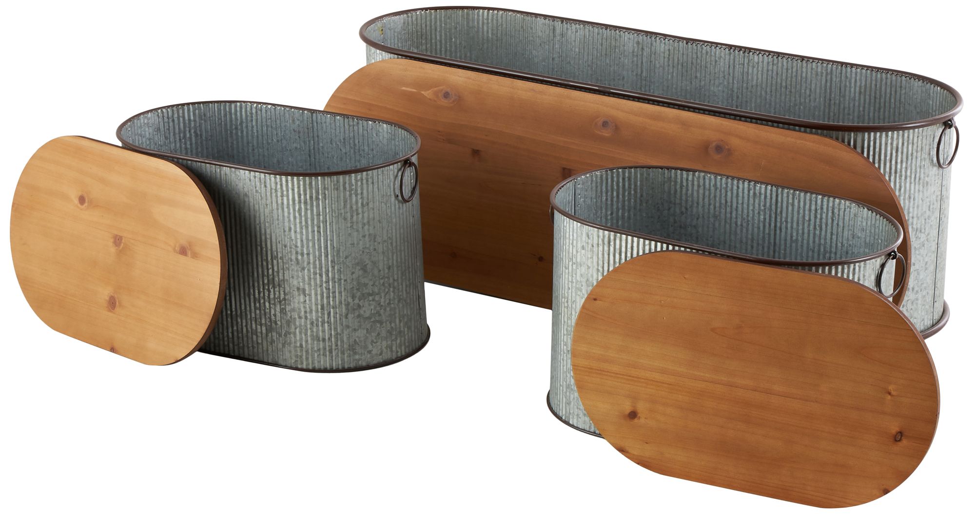 Image 6 Gray Metal Farmhouse Storage Bench, S/3 48", 23", 23"W more views