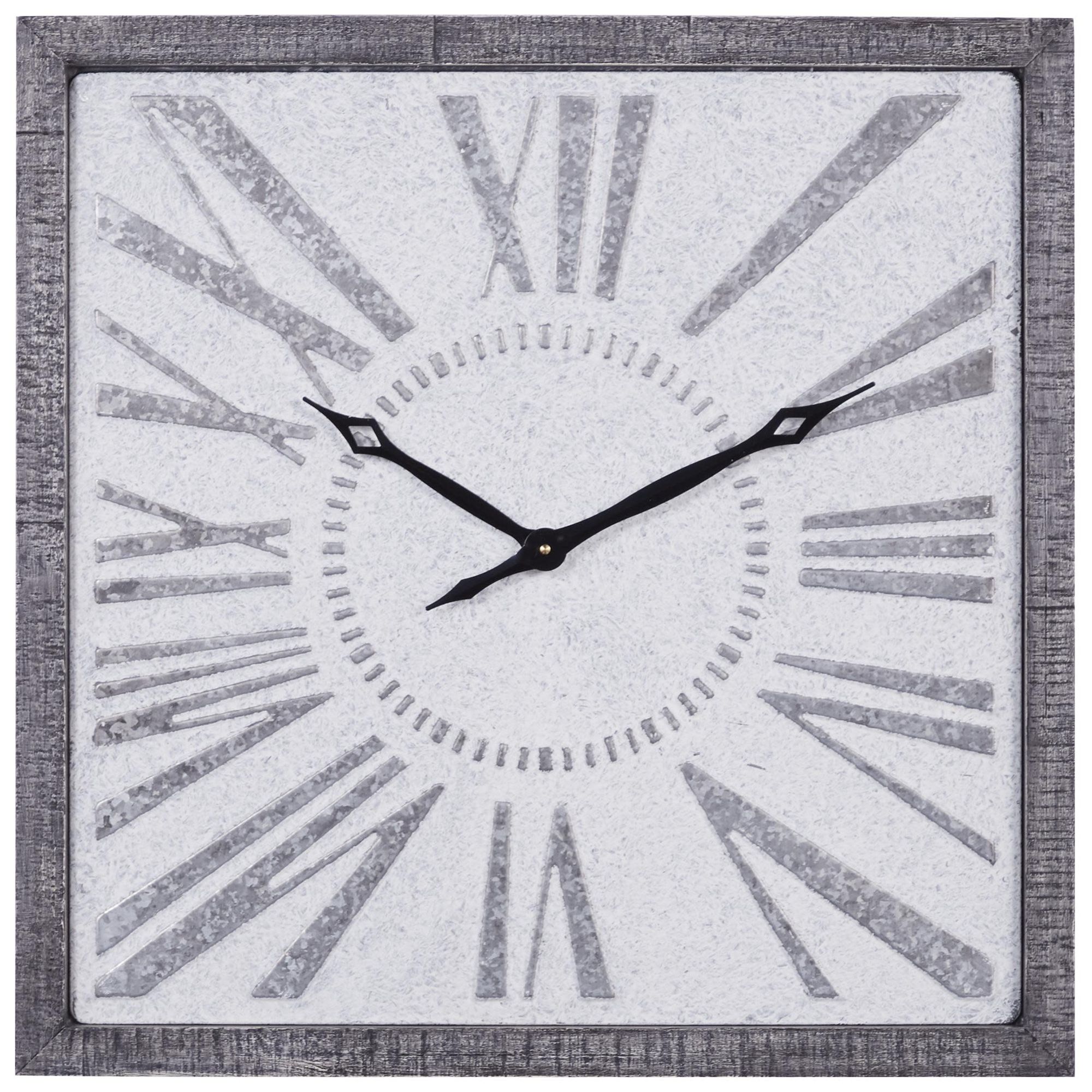 Image 2 Gray Metal Farmhouse Wall Clock, 25" x 2" x 25"