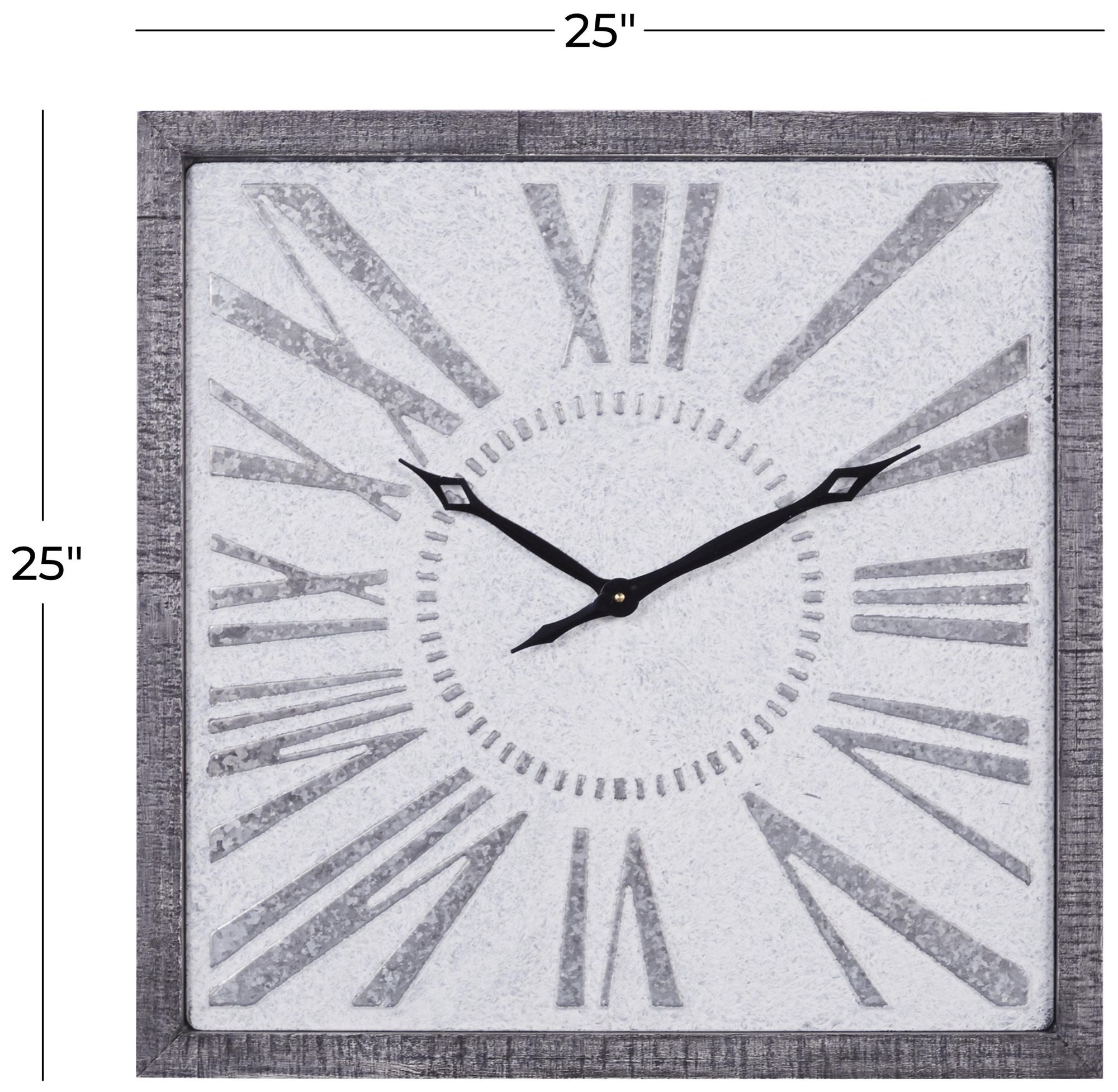 Image 7 Gray Metal Farmhouse Wall Clock, 25" x 2" x 25" more views