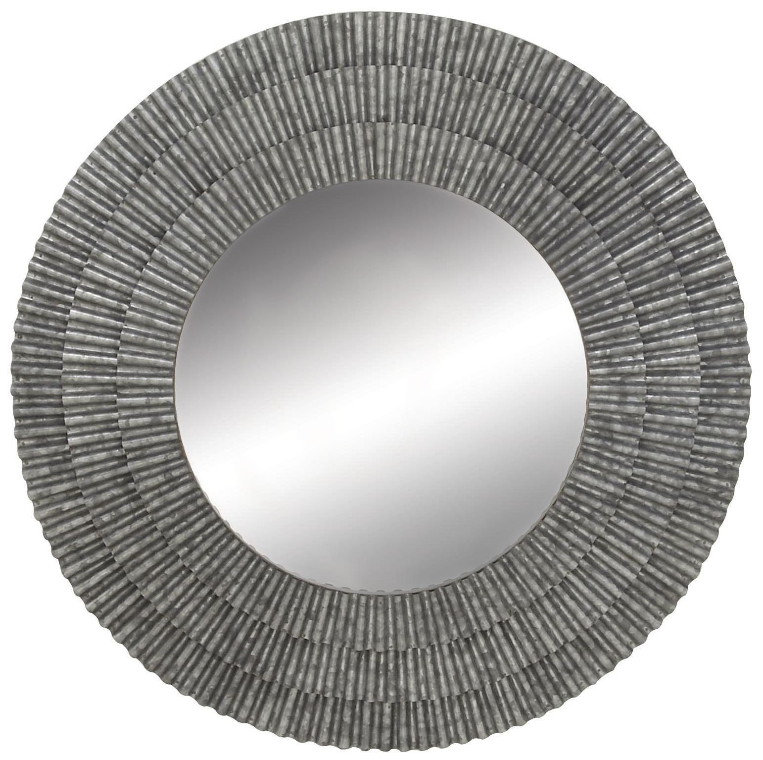 Image 2 Gray Metal Farmhouse Wall Mirror, 37" x 2" x 37"