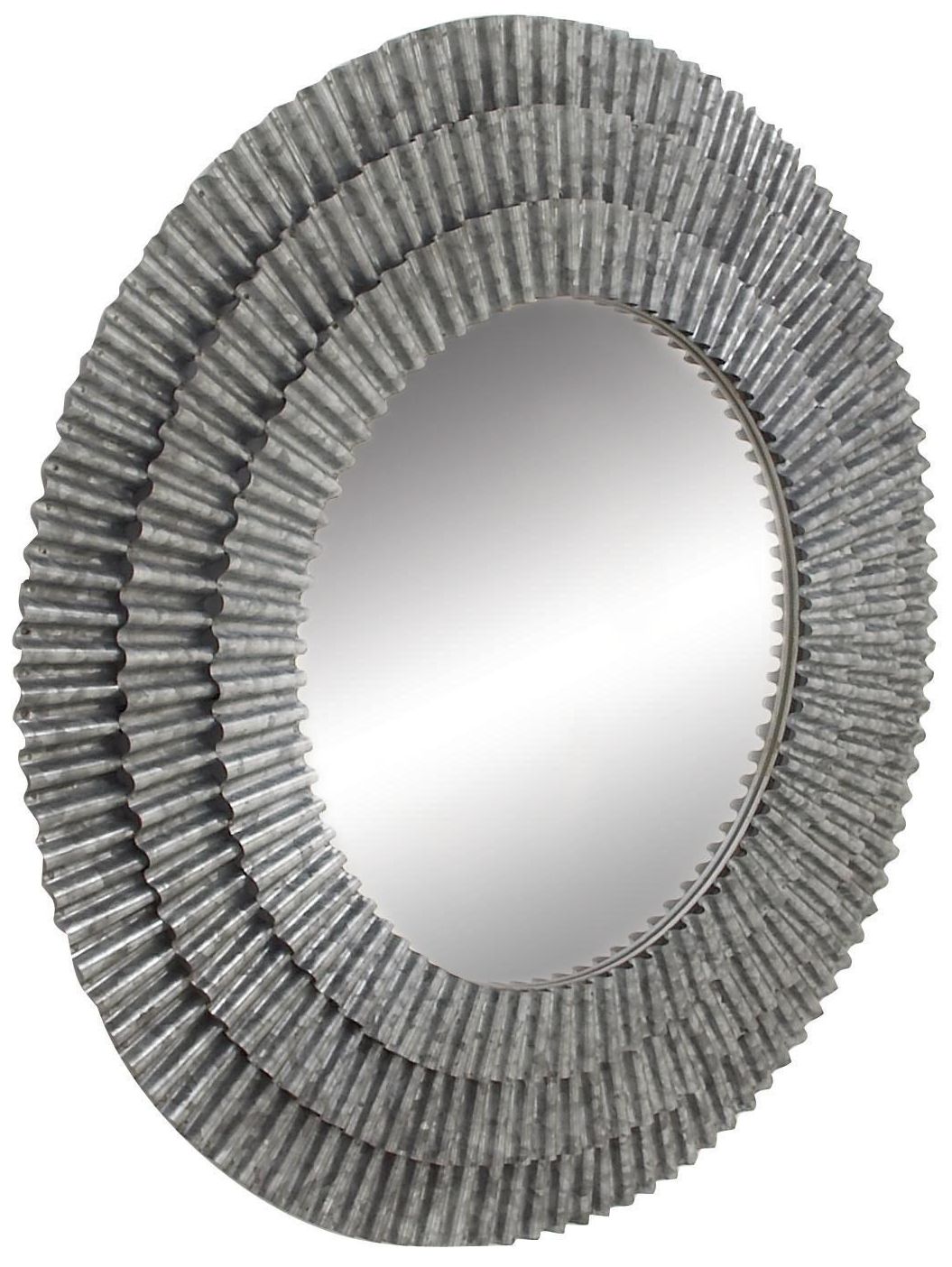 Image 5 Gray Metal Farmhouse Wall Mirror, 37" x 2" x 37" more views