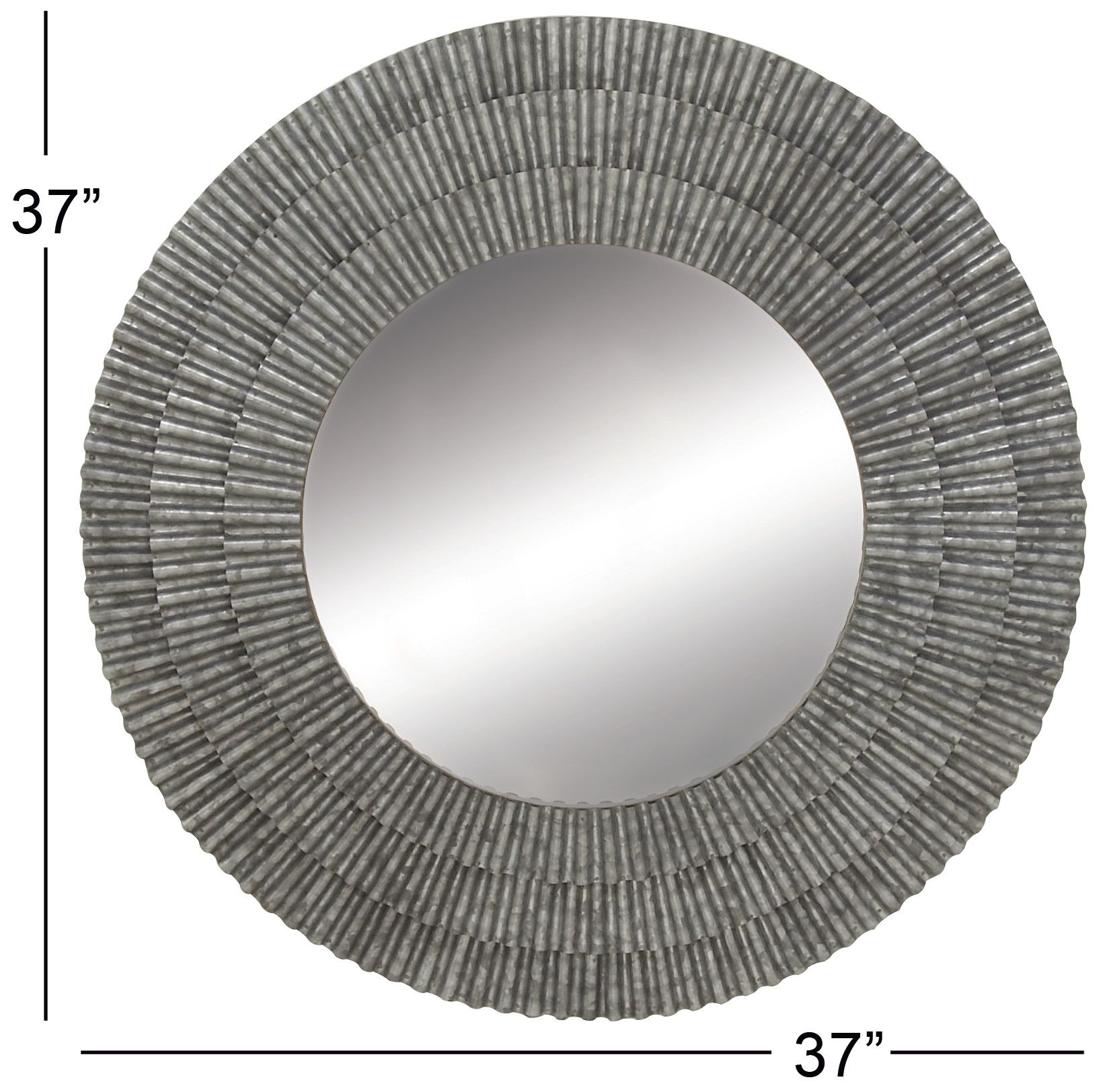 Image 6 Gray Metal Farmhouse Wall Mirror, 37" x 2" x 37" more views