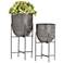 Gray Metal Modern Planter, S/2 12", 9"H