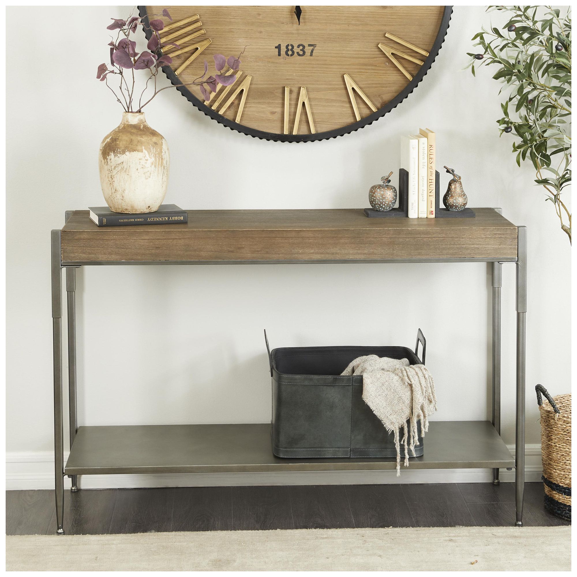 Image 4 Gray Metal Traditional Console Table, 49" x 14" x 32" more views