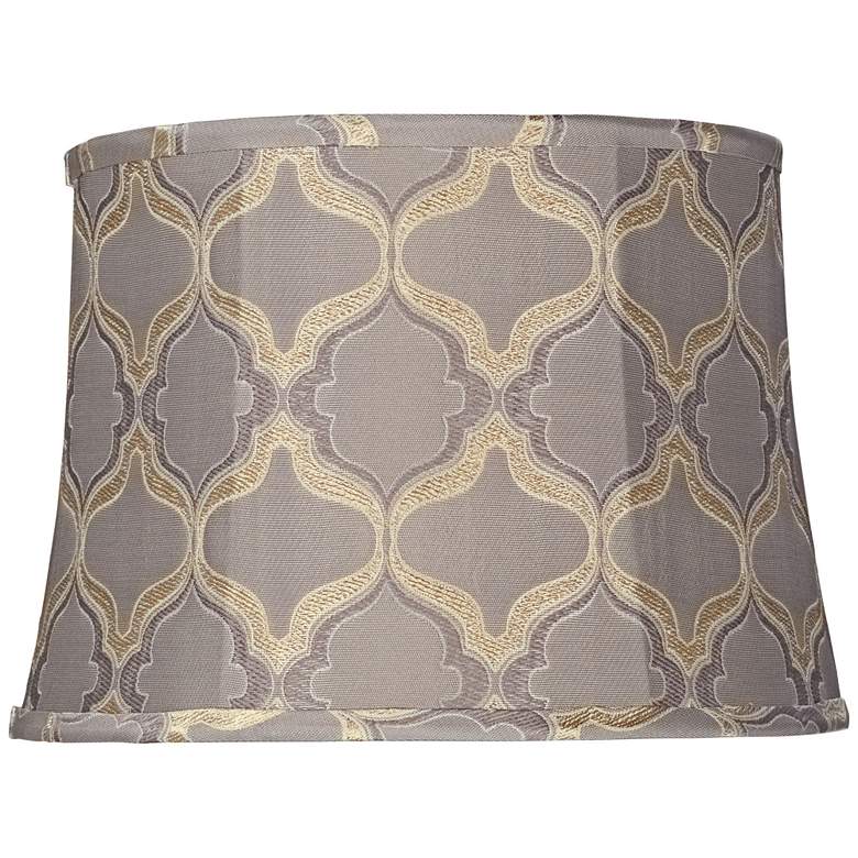 Image 1 Gray Moroccan Embroidered Drum Shade 12x14x10 (Spider)