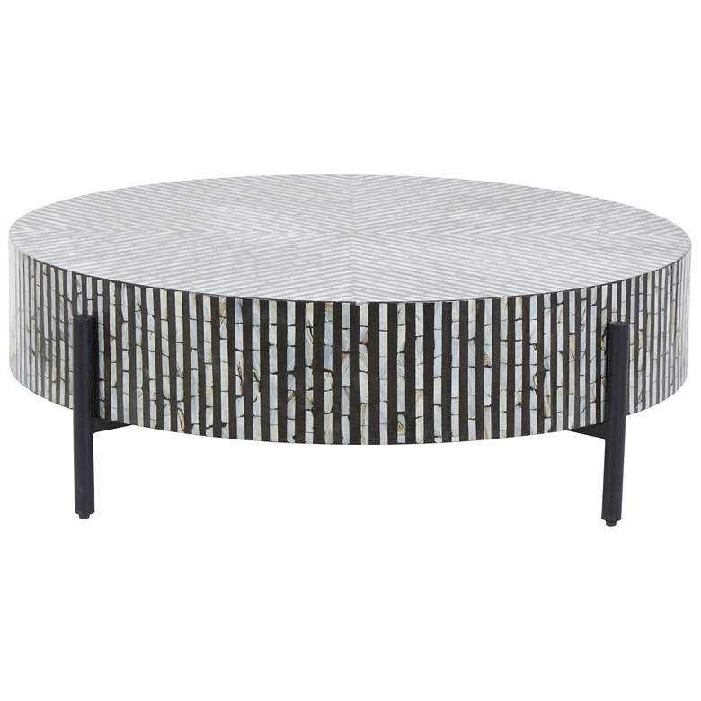 Image 1 Gray Mother of Pearl Shell Contemporary Coffee Table, 38" x 38" x 12"
