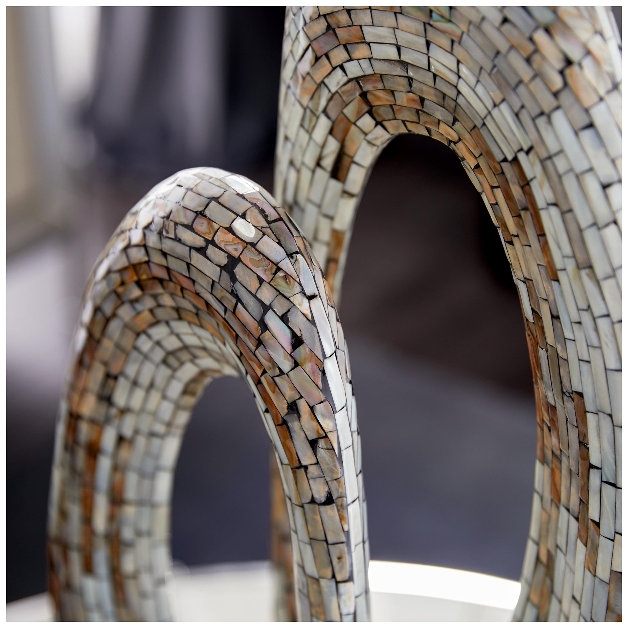 Image 3 Gray Mother of Pearl Shell Contemporary Sculpture, 12" x 5" x 29" more views