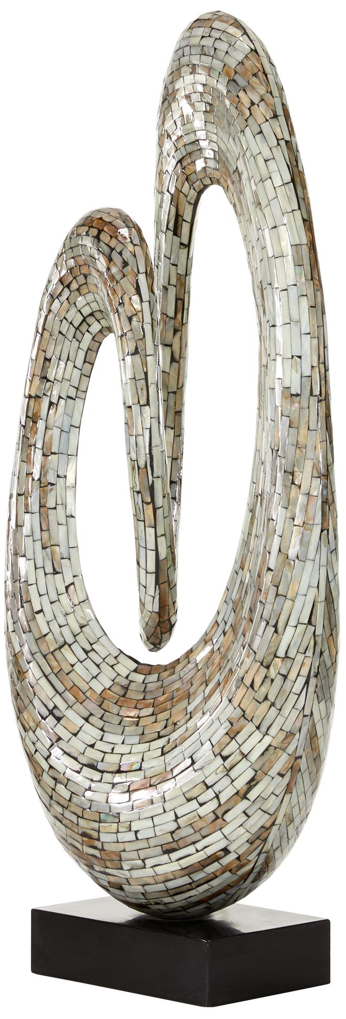 Image 6 Gray Mother of Pearl Shell Contemporary Sculpture, 12" x 5" x 29" more views