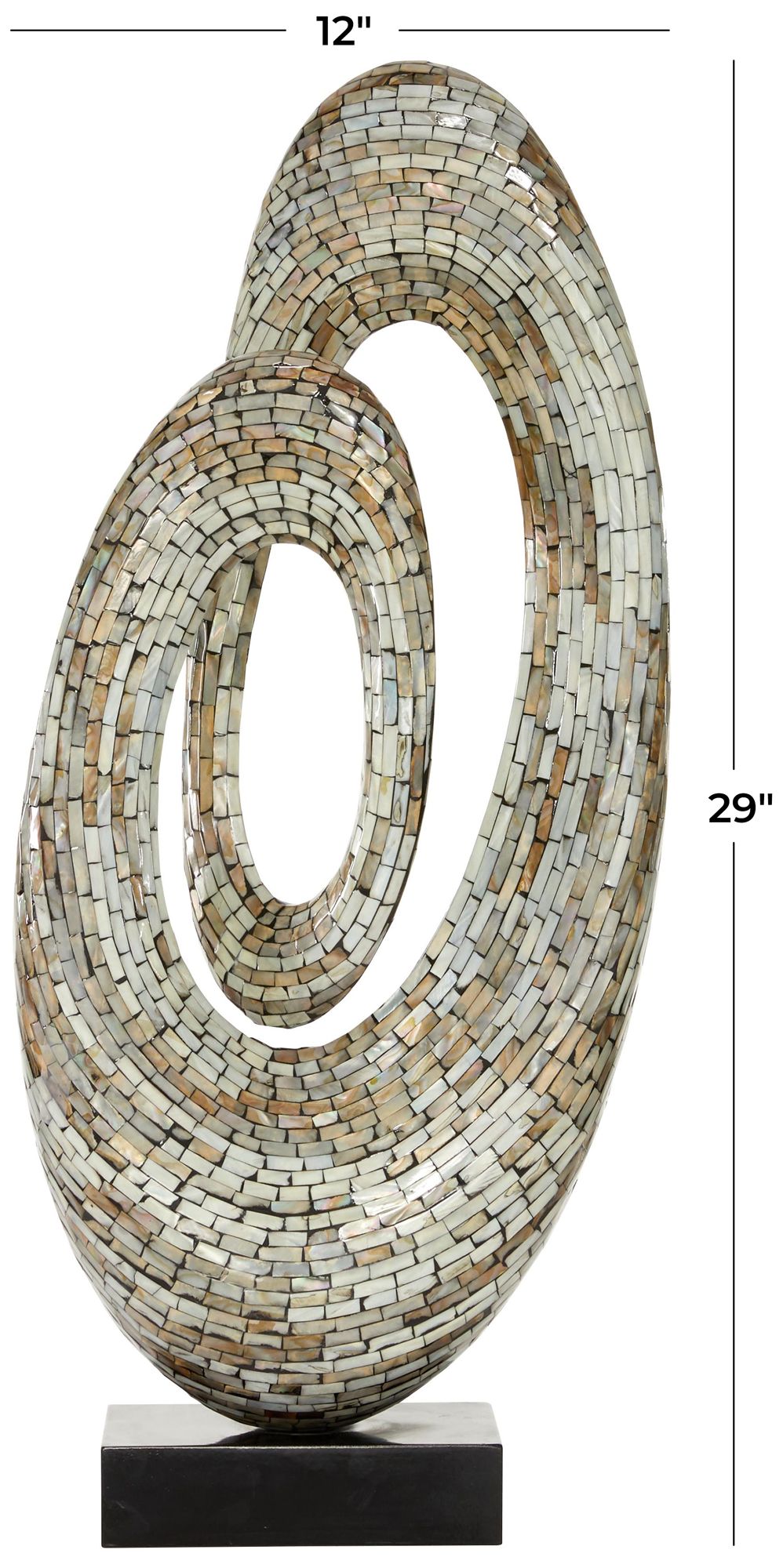 Image 7 Gray Mother of Pearl Shell Contemporary Sculpture, 12" x 5" x 29" more views