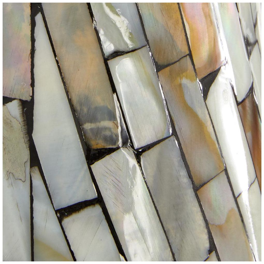 Gray Mother of Pearl Shell Contemporary Sculpture, 12" x 5" x 29"