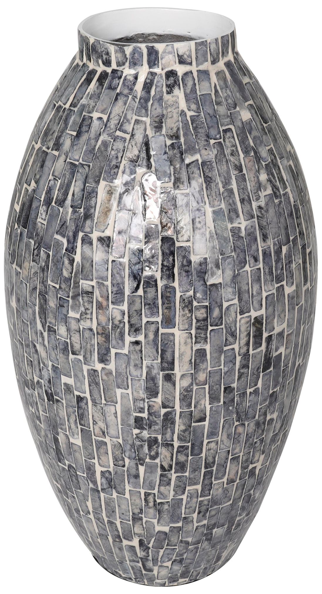 Image 2 Gray Mother of Pearl Shell Contemporary Vase, 8" x 8" x 15"