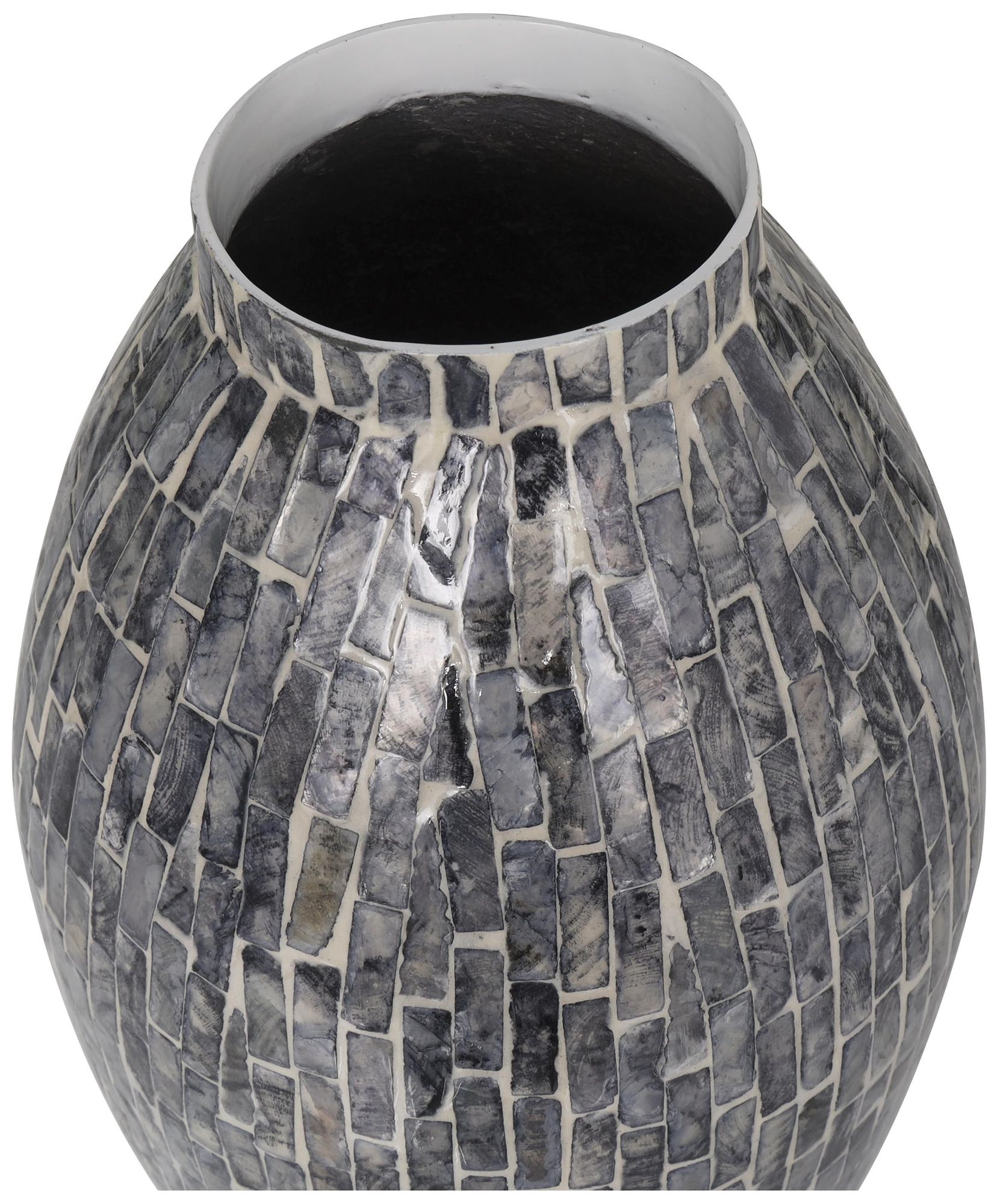 Image 4 Gray Mother of Pearl Shell Contemporary Vase, 8" x 8" x 15" more views