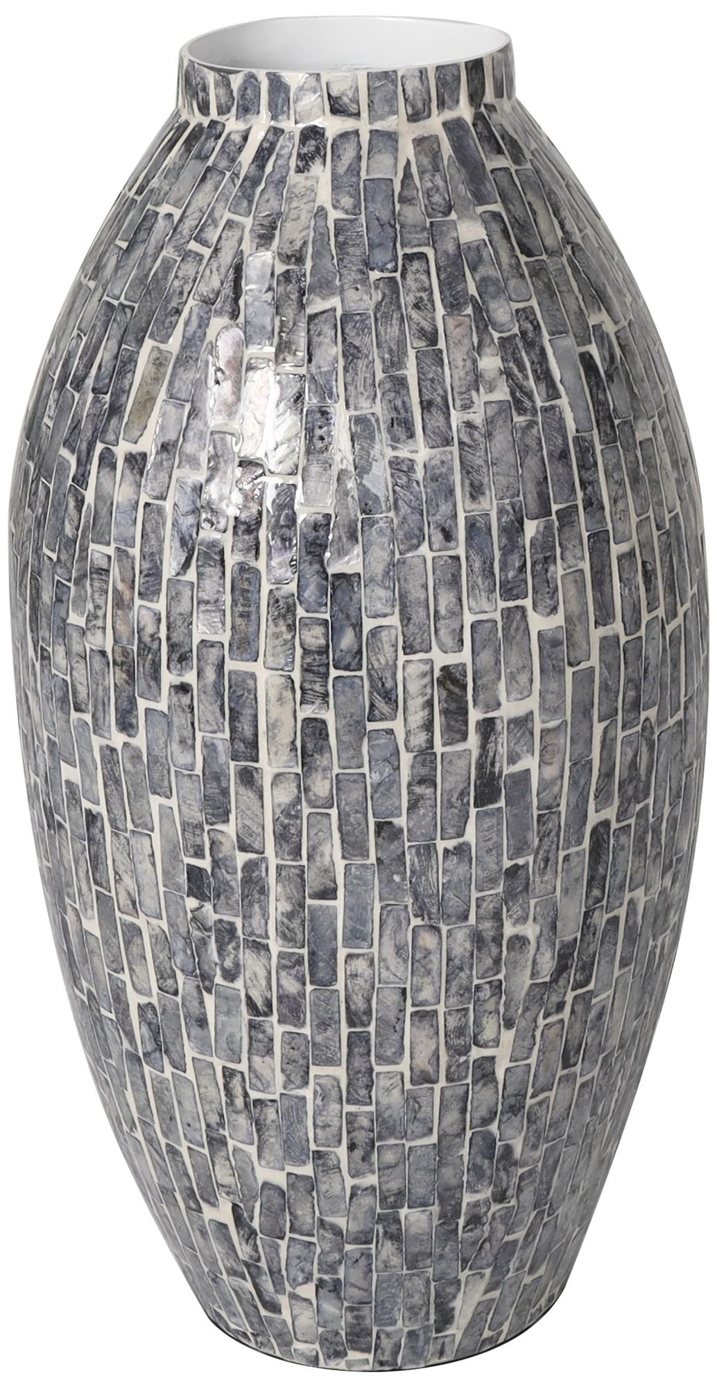 Image 6 Gray Mother of Pearl Shell Contemporary Vase, 8" x 8" x 15" more views
