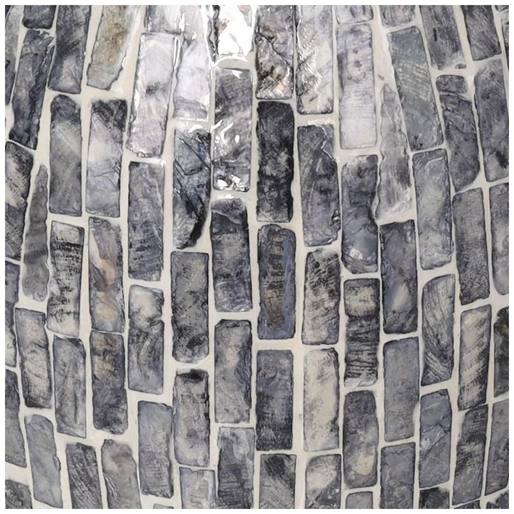 Gray Mother of Pearl Shell Contemporary Vase, 8" x 8" x 15"