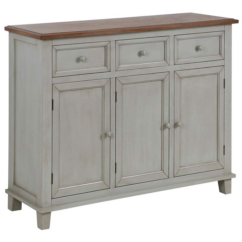 Image 1 Gray Oak 48 inch Wide 3-Drawer &amp; 3-Door Wooden Cabinet