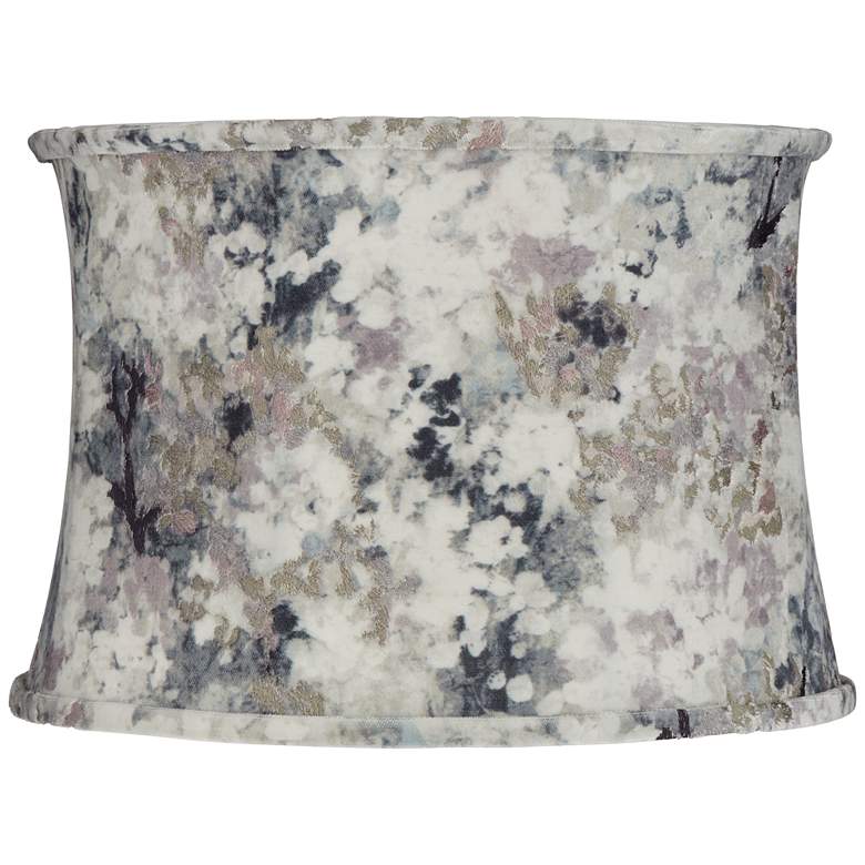 Image 1 Gray Paint w/ Stitching Drum Lamp Shade 15x16x11 (Spider)