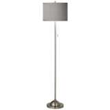 Gray Polyester Brushed Nickel Pull Chain Floor Lamp