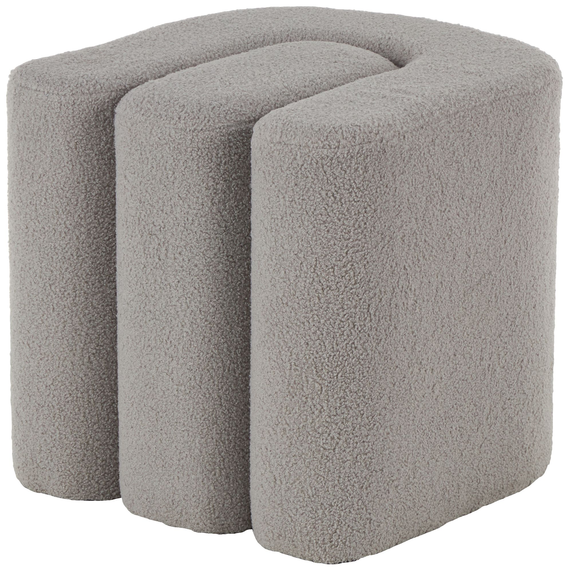 Image 2 Gray Polyester Contemporary Ottoman, 18" x 18" x 18"