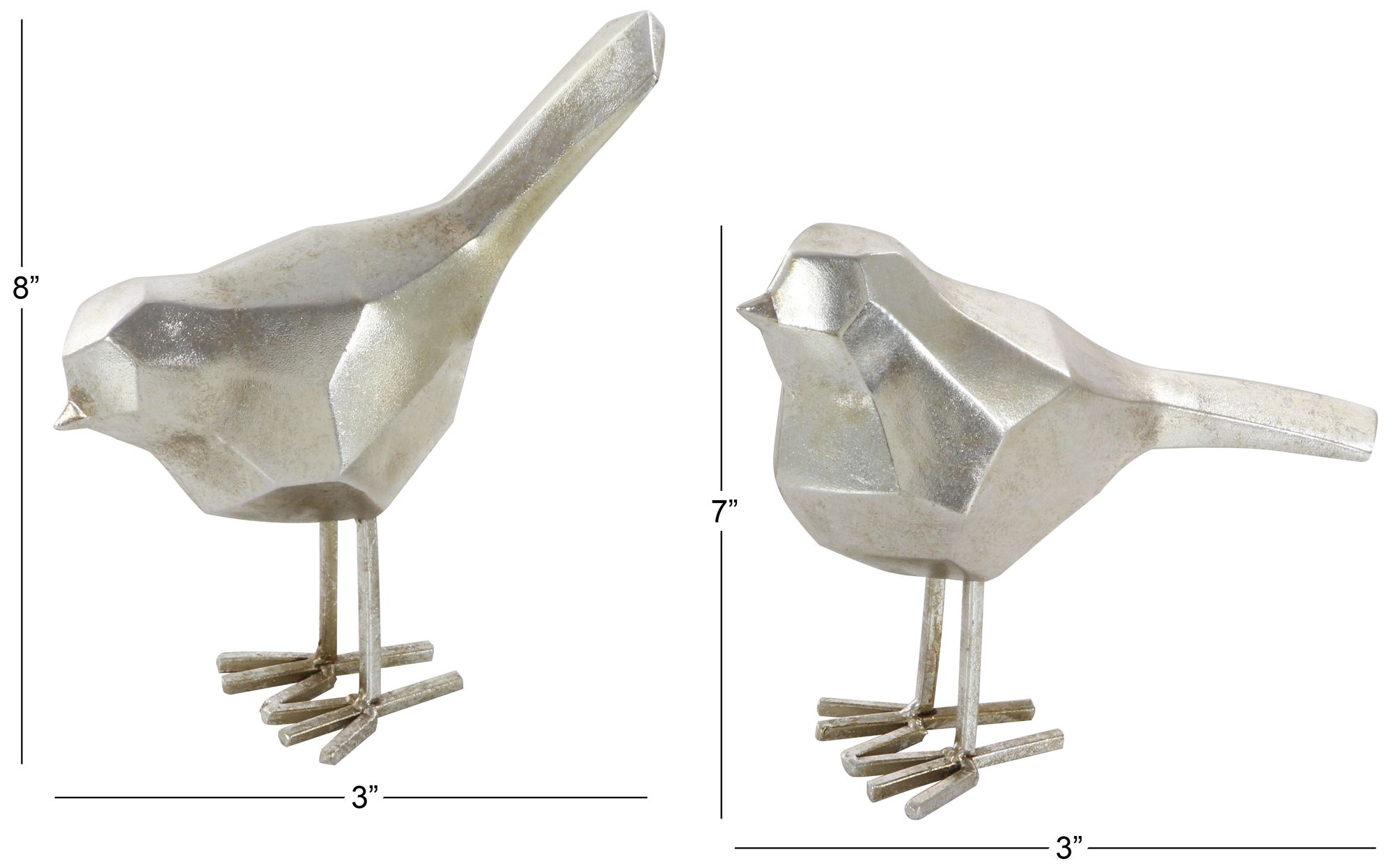 Image 7 Gray Polystone Glam Sculpture, S/2 7", 8"H more views