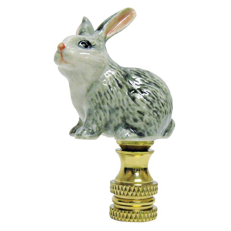 Image 1 Gray Rabbit Hand-Painted Porcelain Finial