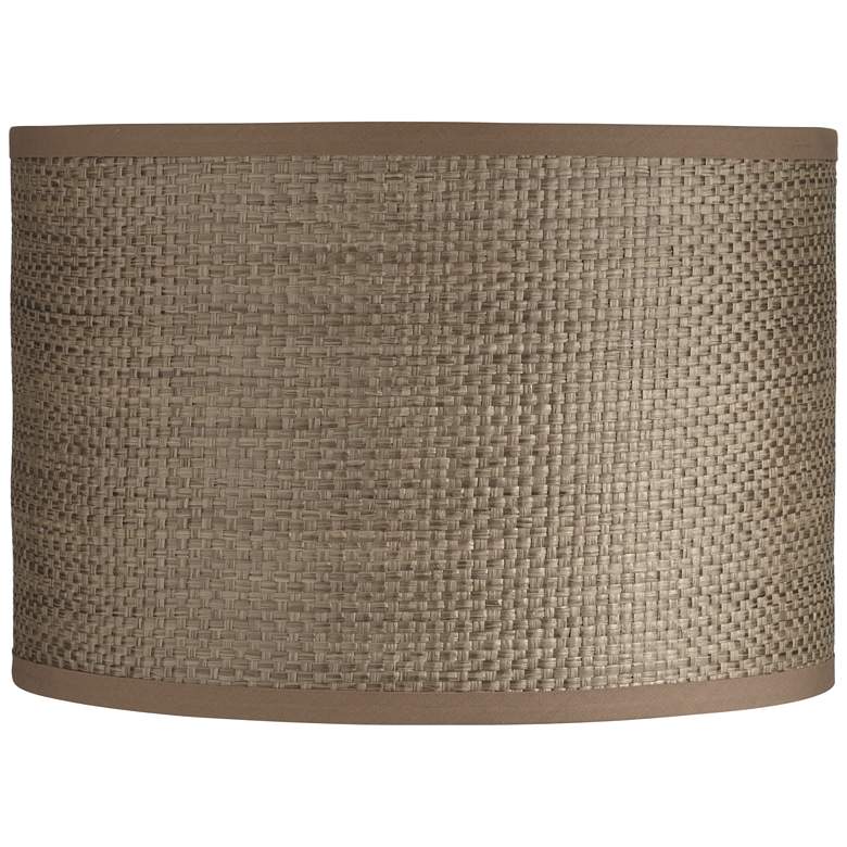 Image 1 Gray Raffia Grass Weave Drum Lamp Shade 12x12x8 (Spider)