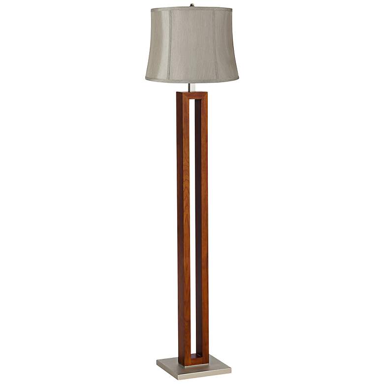 Image 1 Gray Rectangle Walnut Floor Lamp
