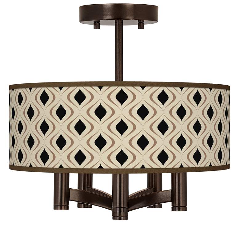 Image 1 Gray Retro Lattice Ava 5-Light Bronze Ceiling Light