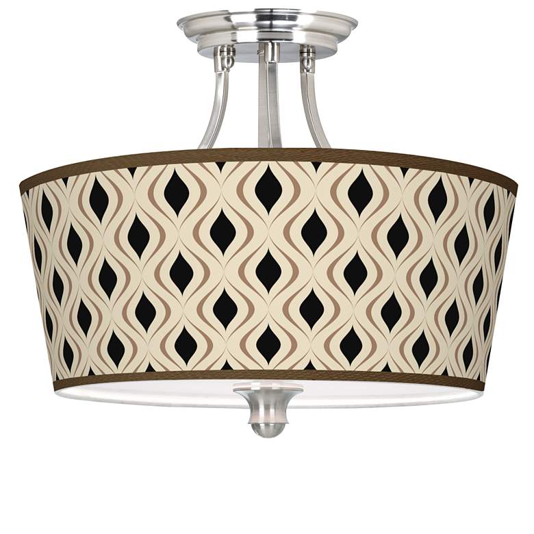 Image 1 Gray Retro Lattice Tapered Drum Giclee Ceiling Light